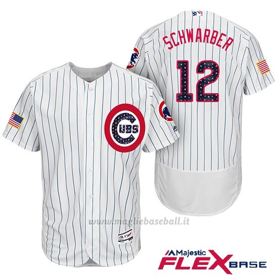 Maglia Baseball Uomo Chicago Cubs 2017 Estrellas y Rayas Cubs 12 Kyle Schwarber Bianco Flex Base